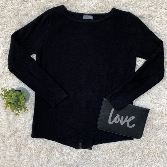 Market & Spruce Back Zip Panel Crewneck Sweater 💗 Black - Picture 4 of 16